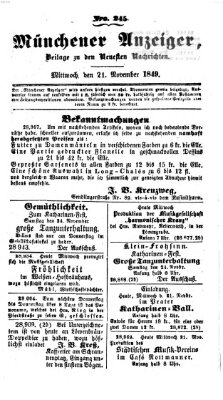 Neueste Nachrichten aus dem Gebiete der Politik (Münchner neueste Nachrichten) Mittwoch 21. November 1849