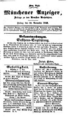 Neueste Nachrichten aus dem Gebiete der Politik (Münchner neueste Nachrichten) Freitag 30. November 1849