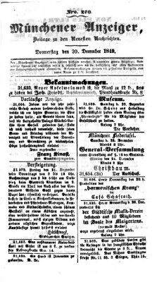 Neueste Nachrichten aus dem Gebiete der Politik (Münchner neueste Nachrichten) Donnerstag 20. Dezember 1849