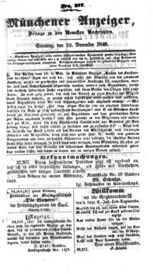 Neueste Nachrichten aus dem Gebiete der Politik (Münchner neueste Nachrichten) Sonntag 30. Dezember 1849