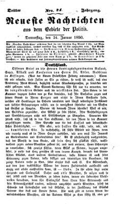 Neueste Nachrichten aus dem Gebiete der Politik (Münchner neueste Nachrichten) Donnerstag 24. Januar 1850