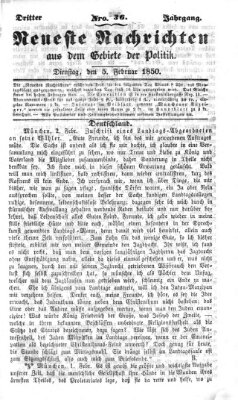 Neueste Nachrichten aus dem Gebiete der Politik (Münchner neueste Nachrichten) Dienstag 5. Februar 1850