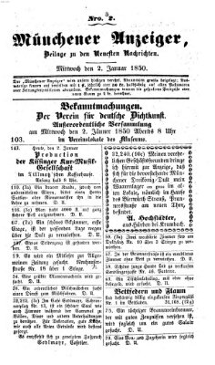 Neueste Nachrichten aus dem Gebiete der Politik (Münchner neueste Nachrichten) Mittwoch 2. Januar 1850