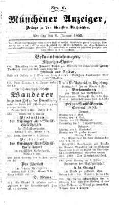 Neueste Nachrichten aus dem Gebiete der Politik (Münchner neueste Nachrichten) Sonntag 6. Januar 1850