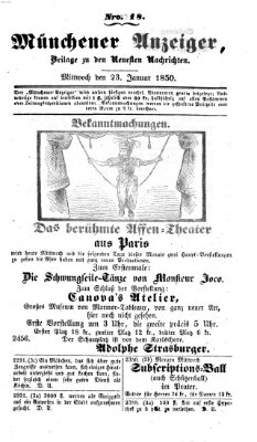 Neueste Nachrichten aus dem Gebiete der Politik (Münchner neueste Nachrichten) Mittwoch 23. Januar 1850