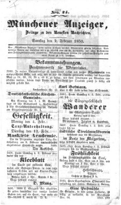 Neueste Nachrichten aus dem Gebiete der Politik (Münchner neueste Nachrichten) Samstag 2. Februar 1850