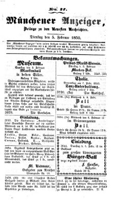 Neueste Nachrichten aus dem Gebiete der Politik (Münchner neueste Nachrichten) Dienstag 5. Februar 1850