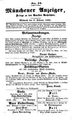 Neueste Nachrichten aus dem Gebiete der Politik (Münchner neueste Nachrichten) Mittwoch 6. Februar 1850