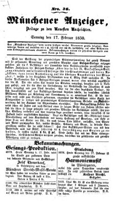 Neueste Nachrichten aus dem Gebiete der Politik (Münchner neueste Nachrichten) Sonntag 17. Februar 1850