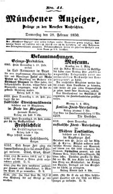 Neueste Nachrichten aus dem Gebiete der Politik (Münchner neueste Nachrichten) Donnerstag 28. Februar 1850