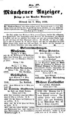 Neueste Nachrichten aus dem Gebiete der Politik (Münchner neueste Nachrichten) Mittwoch 6. März 1850