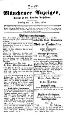 Neueste Nachrichten aus dem Gebiete der Politik (Münchner neueste Nachrichten) Dienstag 12. März 1850