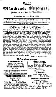 Neueste Nachrichten aus dem Gebiete der Politik (Münchner neueste Nachrichten) Donnerstag 14. März 1850