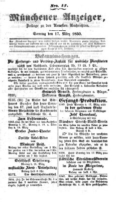 Neueste Nachrichten aus dem Gebiete der Politik (Münchner neueste Nachrichten) Sonntag 17. März 1850