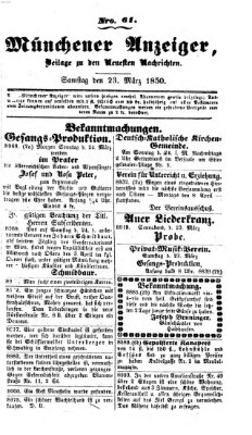 Neueste Nachrichten aus dem Gebiete der Politik (Münchner neueste Nachrichten) Samstag 23. März 1850