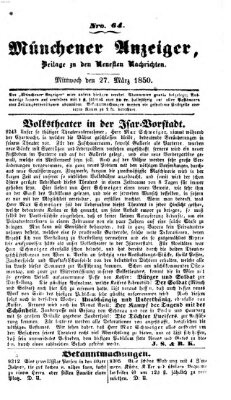 Neueste Nachrichten aus dem Gebiete der Politik (Münchner neueste Nachrichten) Mittwoch 27. März 1850