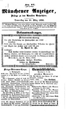 Neueste Nachrichten aus dem Gebiete der Politik (Münchner neueste Nachrichten) Donnerstag 28. März 1850