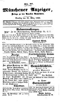 Neueste Nachrichten aus dem Gebiete der Politik (Münchner neueste Nachrichten) Samstag 30. März 1850