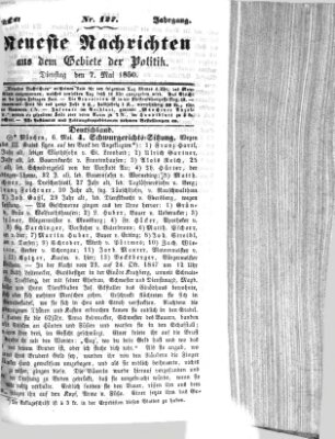 Neueste Nachrichten aus dem Gebiete der Politik (Münchner neueste Nachrichten) Dienstag 7. Mai 1850