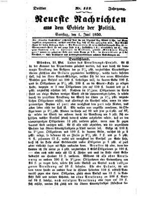 Neueste Nachrichten aus dem Gebiete der Politik (Münchner neueste Nachrichten) Samstag 1. Juni 1850