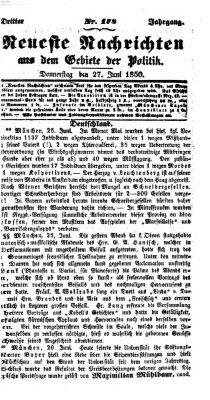 Neueste Nachrichten aus dem Gebiete der Politik (Münchner neueste Nachrichten) Donnerstag 27. Juni 1850