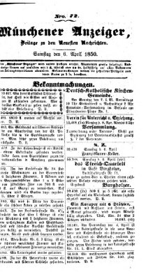 Neueste Nachrichten aus dem Gebiete der Politik (Münchner neueste Nachrichten) Samstag 6. April 1850