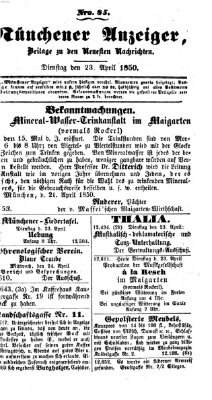 Neueste Nachrichten aus dem Gebiete der Politik (Münchner neueste Nachrichten) Dienstag 23. April 1850