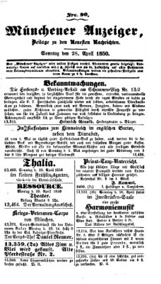 Neueste Nachrichten aus dem Gebiete der Politik (Münchner neueste Nachrichten) Sonntag 28. April 1850