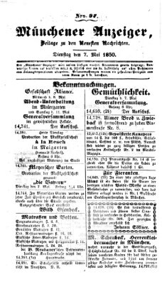 Neueste Nachrichten aus dem Gebiete der Politik (Münchner neueste Nachrichten) Dienstag 7. Mai 1850