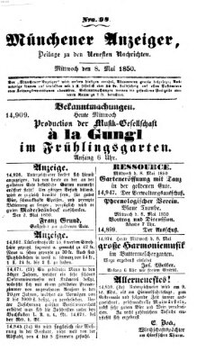 Neueste Nachrichten aus dem Gebiete der Politik (Münchner neueste Nachrichten) Mittwoch 8. Mai 1850