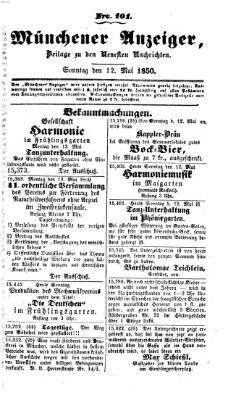 Neueste Nachrichten aus dem Gebiete der Politik (Münchner neueste Nachrichten) Sonntag 12. Mai 1850