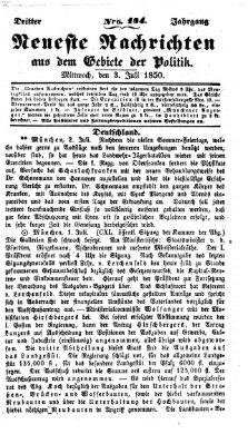 Neueste Nachrichten aus dem Gebiete der Politik (Münchner neueste Nachrichten) Mittwoch 3. Juli 1850