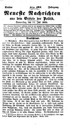 Neueste Nachrichten aus dem Gebiete der Politik (Münchner neueste Nachrichten) Donnerstag 11. Juli 1850