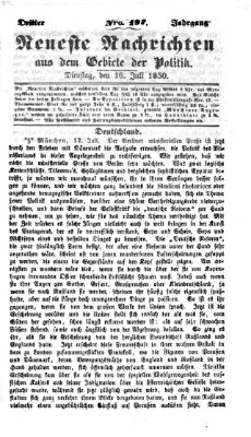 Neueste Nachrichten aus dem Gebiete der Politik (Münchner neueste Nachrichten) Dienstag 16. Juli 1850