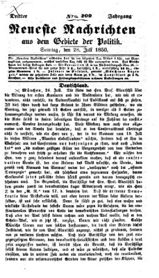 Neueste Nachrichten aus dem Gebiete der Politik (Münchner neueste Nachrichten) Sonntag 28. Juli 1850