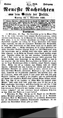 Neueste Nachrichten aus dem Gebiete der Politik (Münchner neueste Nachrichten) Sonntag 1. September 1850