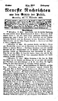 Neueste Nachrichten aus dem Gebiete der Politik (Münchner neueste Nachrichten) Donnerstag 12. September 1850