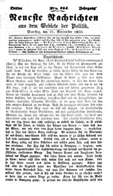 Neueste Nachrichten aus dem Gebiete der Politik (Münchner neueste Nachrichten) Samstag 21. September 1850