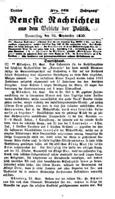 Neueste Nachrichten aus dem Gebiete der Politik (Münchner neueste Nachrichten) Donnerstag 26. September 1850