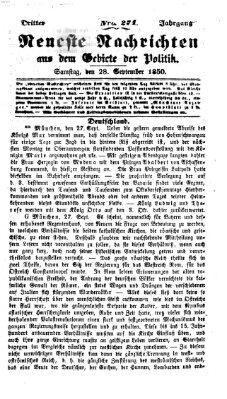 Neueste Nachrichten aus dem Gebiete der Politik (Münchner neueste Nachrichten) Samstag 28. September 1850