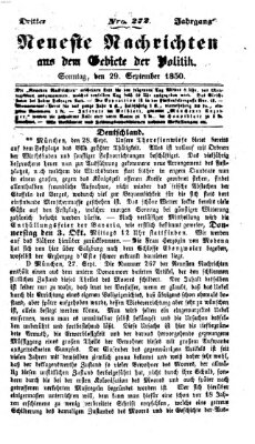 Neueste Nachrichten aus dem Gebiete der Politik (Münchner neueste Nachrichten) Sonntag 29. September 1850