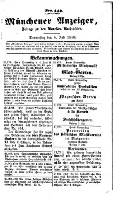 Neueste Nachrichten aus dem Gebiete der Politik (Münchner neueste Nachrichten) Donnerstag 4. Juli 1850