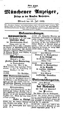 Neueste Nachrichten aus dem Gebiete der Politik (Münchner neueste Nachrichten) Mittwoch 10. Juli 1850