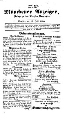 Neueste Nachrichten aus dem Gebiete der Politik (Münchner neueste Nachrichten) Samstag 13. Juli 1850