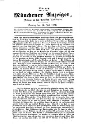 Neueste Nachrichten aus dem Gebiete der Politik (Münchner neueste Nachrichten) Sonntag 14. Juli 1850