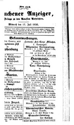 Neueste Nachrichten aus dem Gebiete der Politik (Münchner neueste Nachrichten) Mittwoch 17. Juli 1850