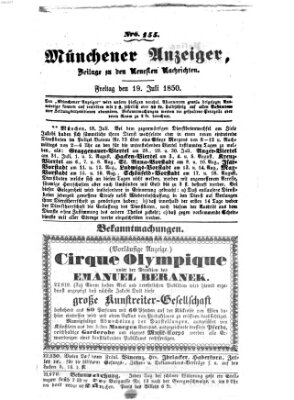 Neueste Nachrichten aus dem Gebiete der Politik (Münchner neueste Nachrichten) Freitag 19. Juli 1850