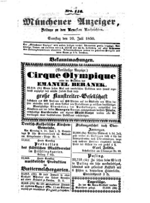 Neueste Nachrichten aus dem Gebiete der Politik (Münchner neueste Nachrichten) Samstag 20. Juli 1850