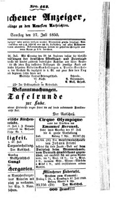 Neueste Nachrichten aus dem Gebiete der Politik (Münchner neueste Nachrichten) Samstag 27. Juli 1850