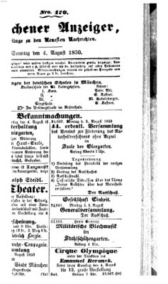 Neueste Nachrichten aus dem Gebiete der Politik (Münchner neueste Nachrichten) Sonntag 4. August 1850